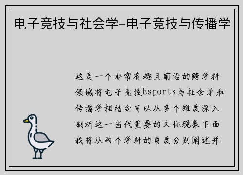 电子竞技与社会学-电子竞技与传播学
